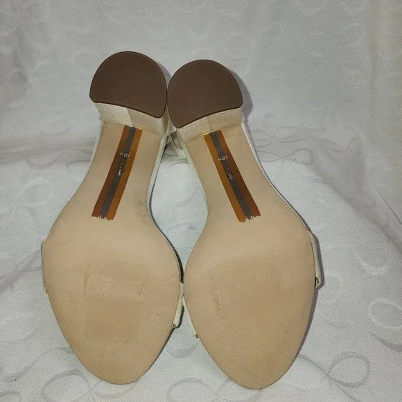 New Sam Edelman Yaro Ivory Satin Block Heel Sandal‎ 10 W Event Wedding Formal - Picture 6 of 8